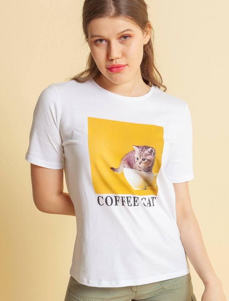 Fashion Friends Kadın T-Shirt 20Y0574B1 Beyaz / White