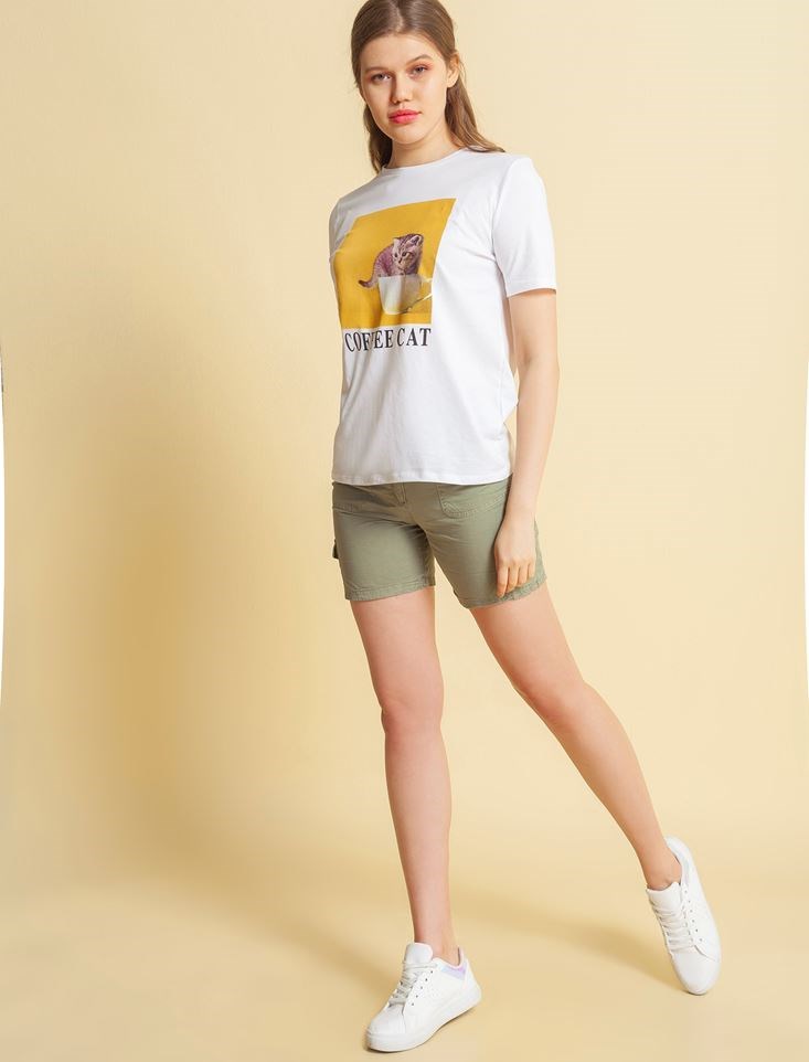 Fashion Friends Kadın T-Shirt 20Y0574B1 Beyaz / White