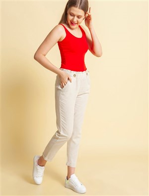Fashion Friends Kadın Pantolon 20Y0634B1 Bej / Beige