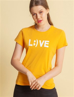 Fashion Friends Kadın T-Shirt 20Y0688B1 Hardal / Mustard