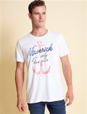 Fashion Friends Erkek T-Shirt 20Y0714E1 Beyaz / White
