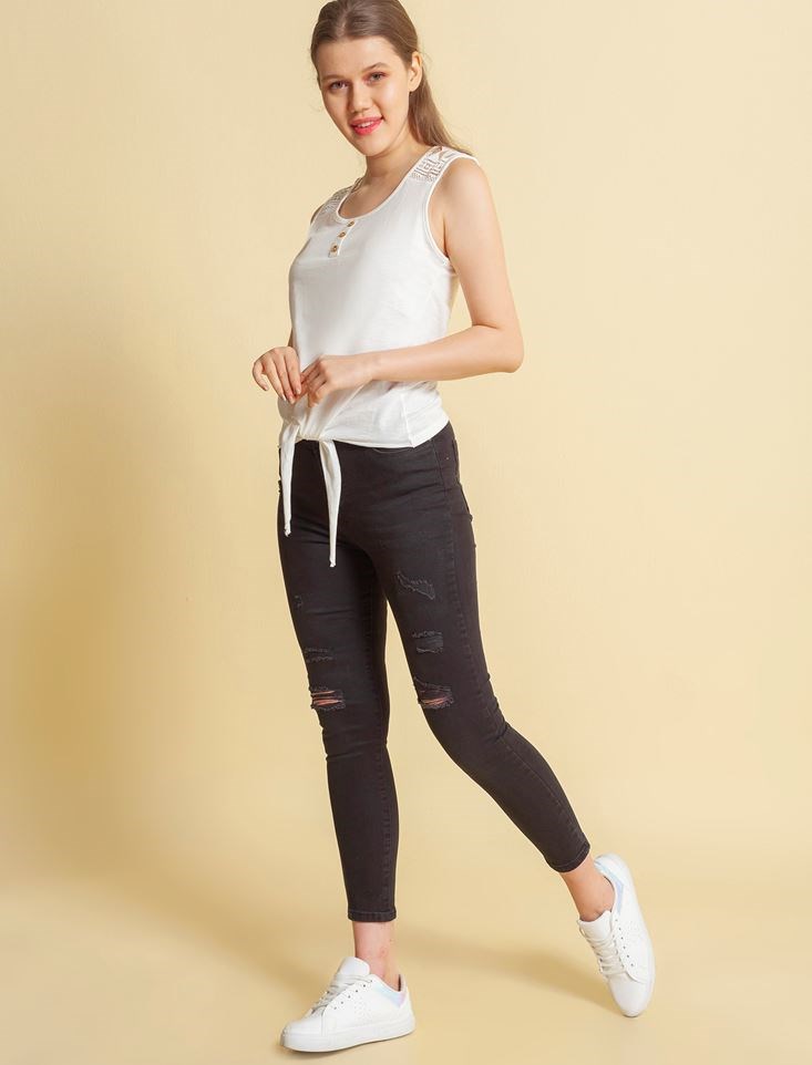 Fashion Friends Kadın Atlet 20Y0746B1 Ekru / Ecru