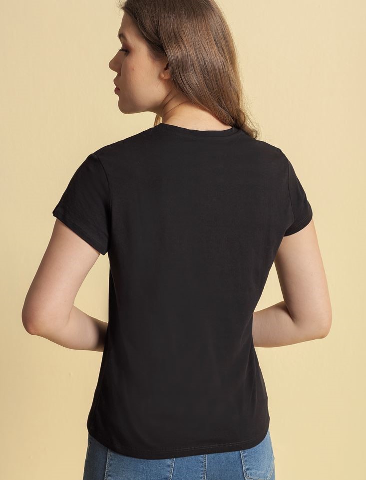 Fashion Friends Kadın T-Shirt 20Y0868B1 Siyah / Black