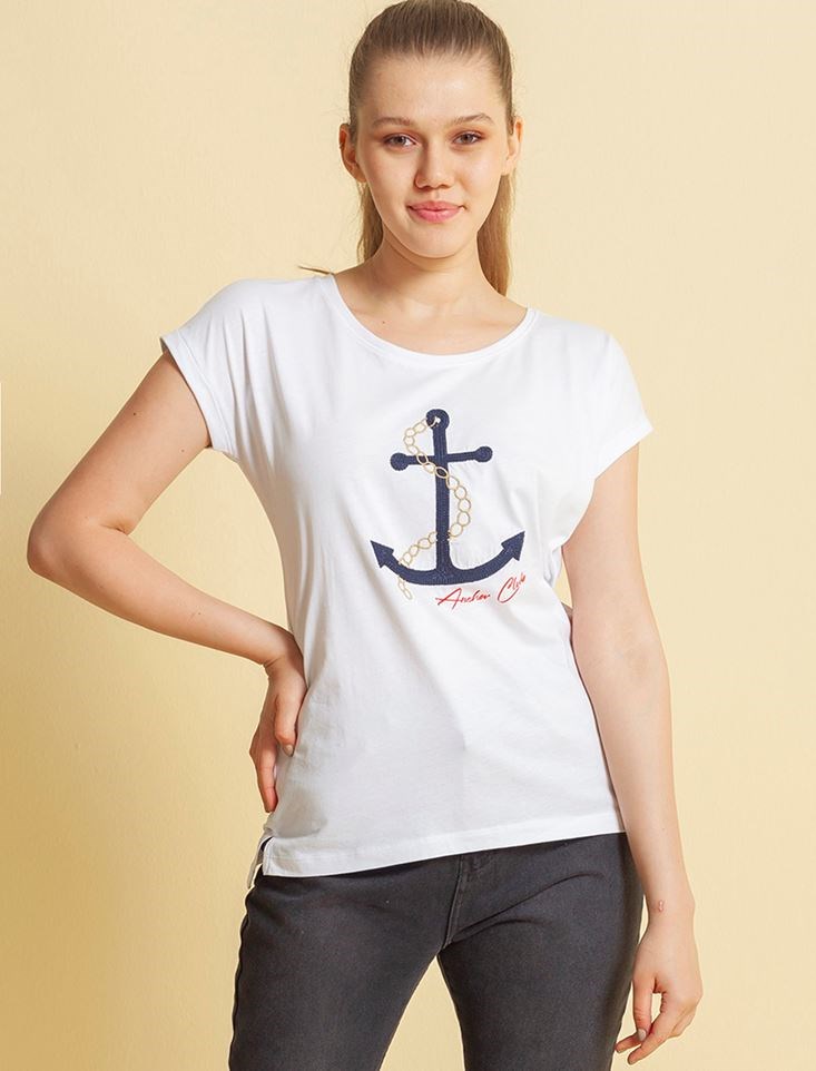 Fashion Friends Kadın T-Shirt 20Y0925B1 Beyaz / White