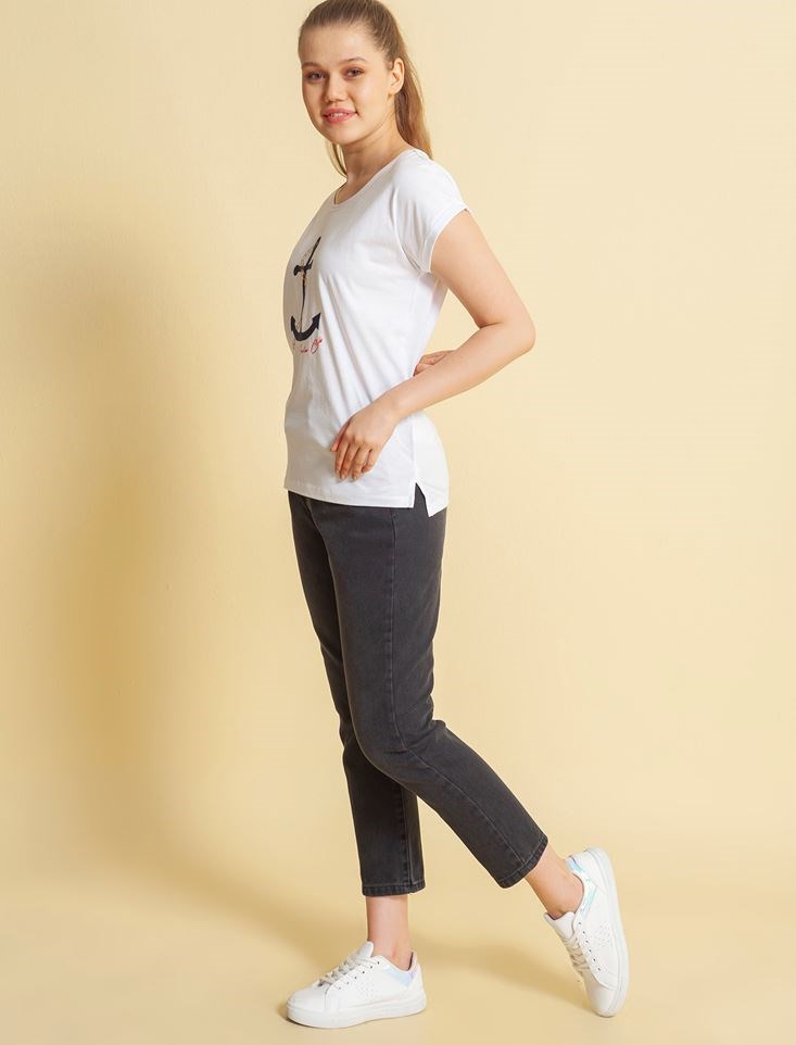 Fashion Friends Kadın T-Shirt 20Y0925B1 Beyaz / White