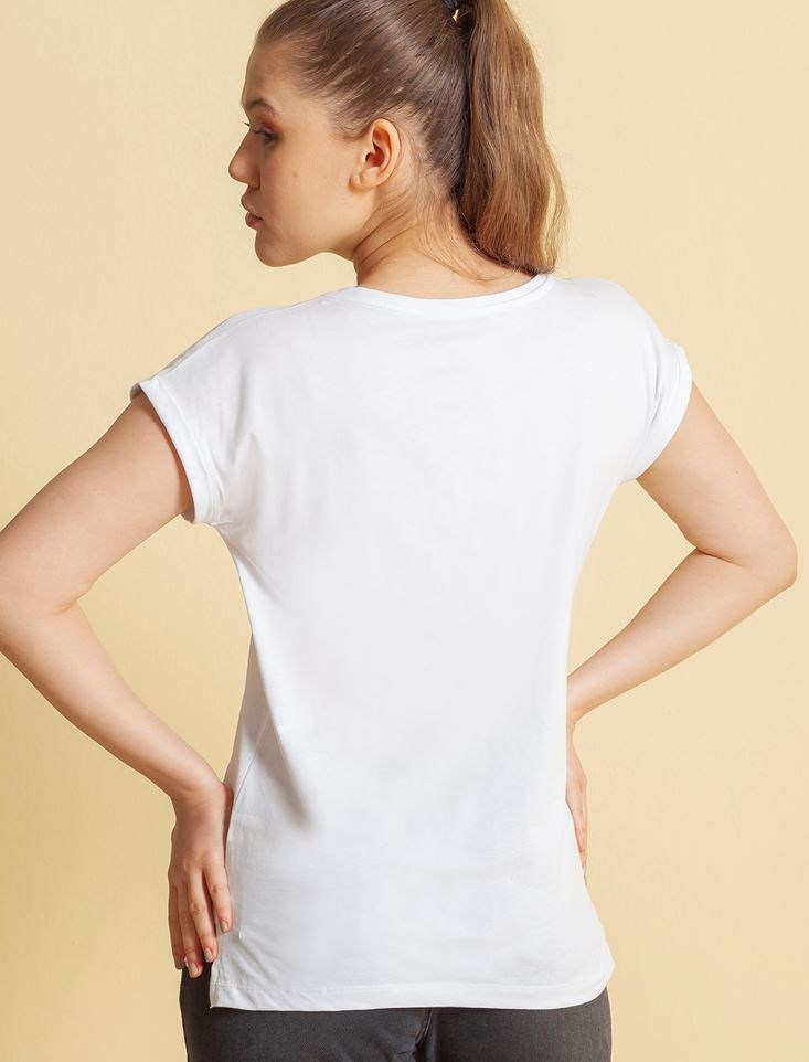 Fashion Friends Kadın T-Shirt 20Y0925B1 Beyaz / White
