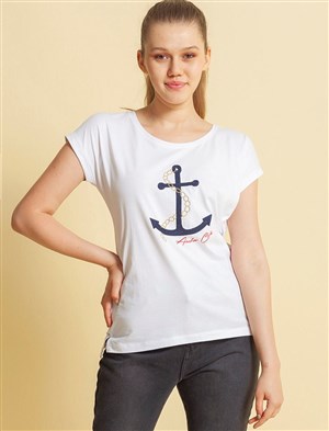 Fashion Friends Kadın T-Shirt 20Y0925B1 Beyaz / White