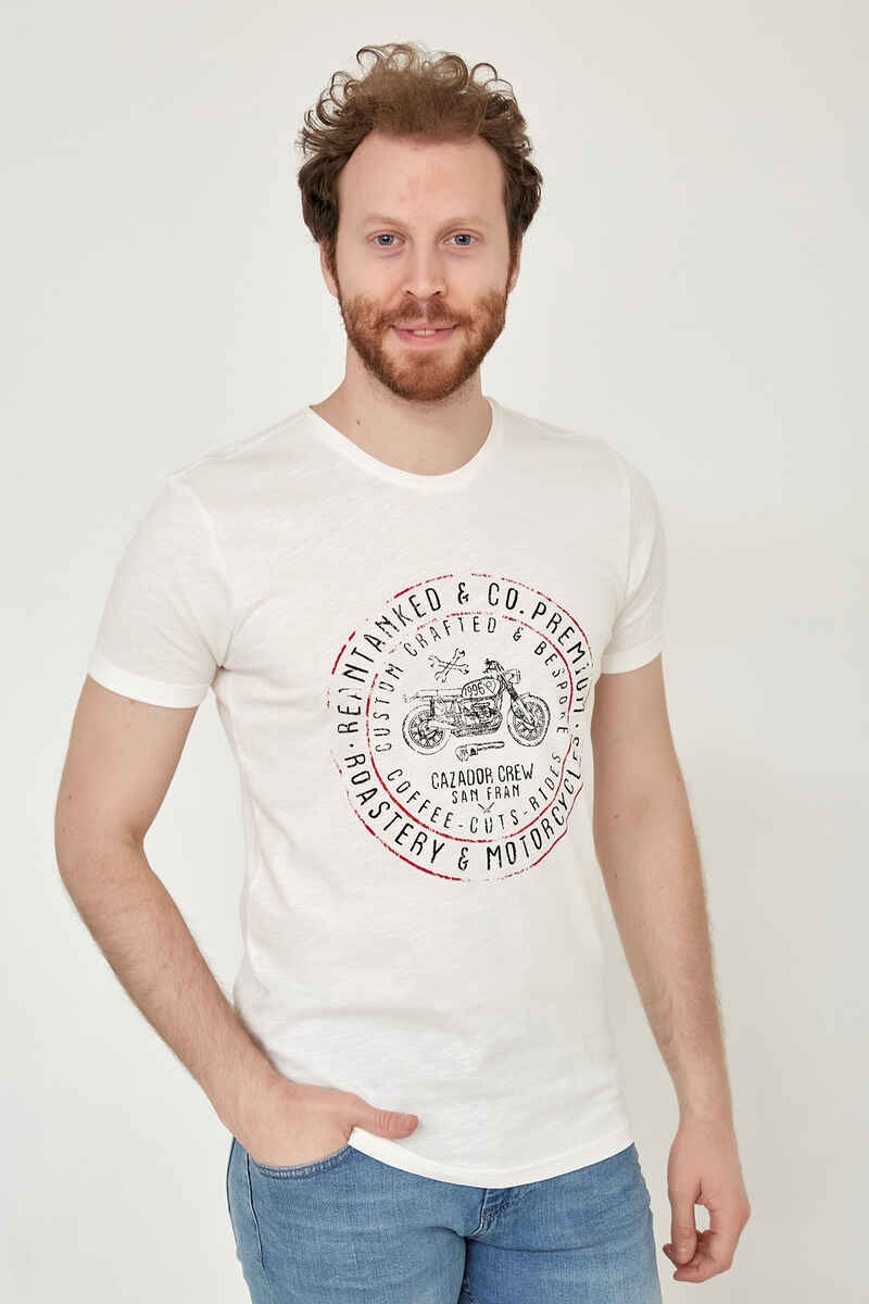 Cazador Erkek T-Shirt 21YCEEO04068 Ekru