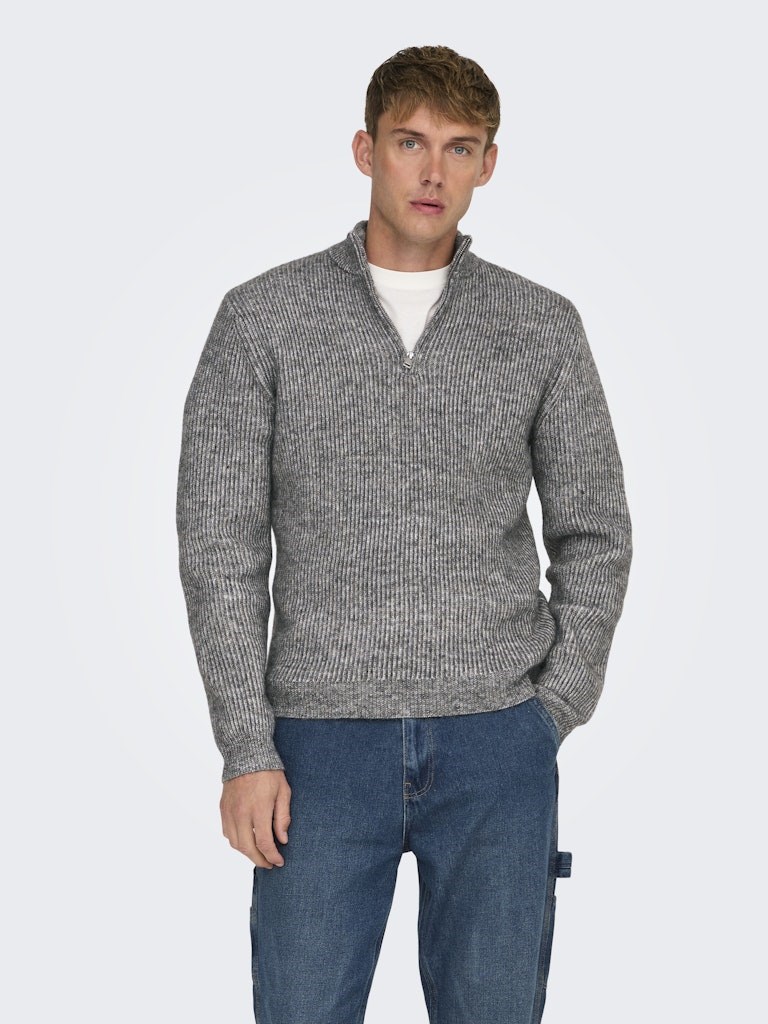 Only & Sons Erkek Kazak 22027686 Medium Grey Melange