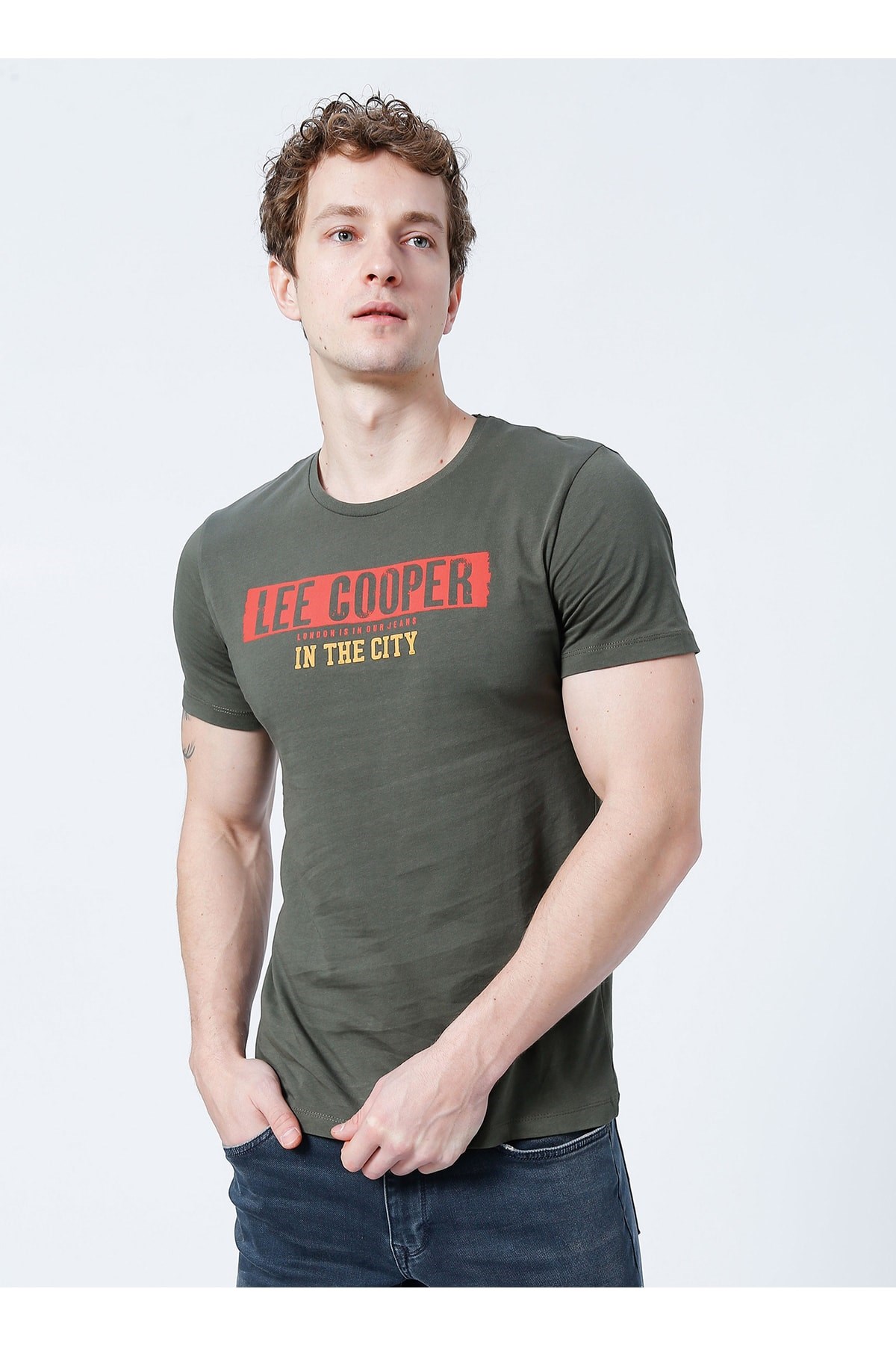Lee Cooper Erkek T-Shirt 222 LCM 242023 Haki