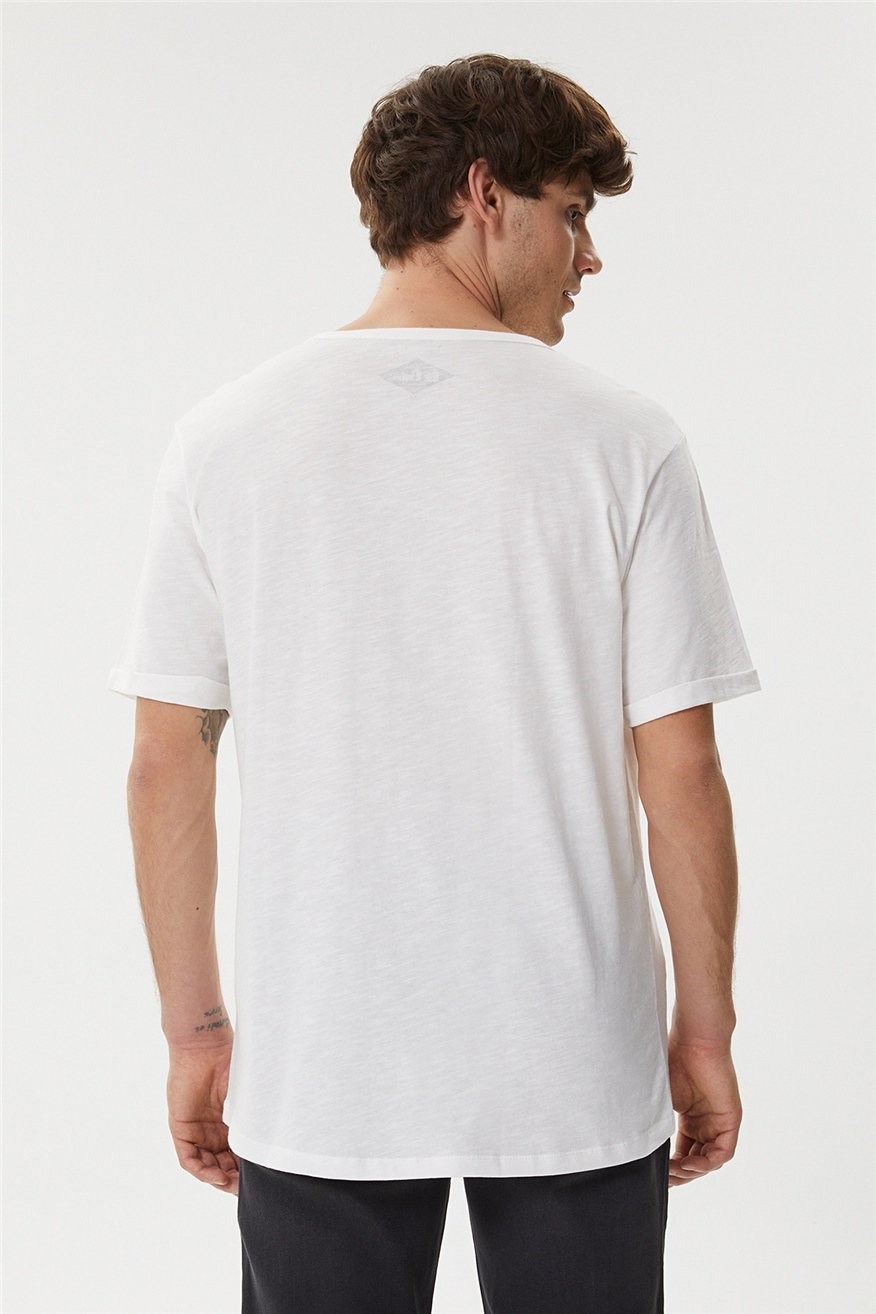 Lee Cooper Erkek T-Shirt 222 LCM 242041 Off Whıte