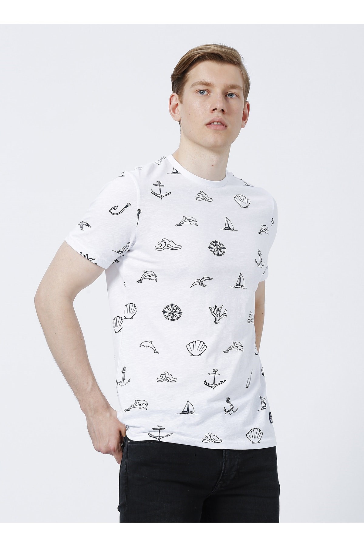 Lee Cooper Erkek T-Shirt 222 LCM 242047 Beyaz