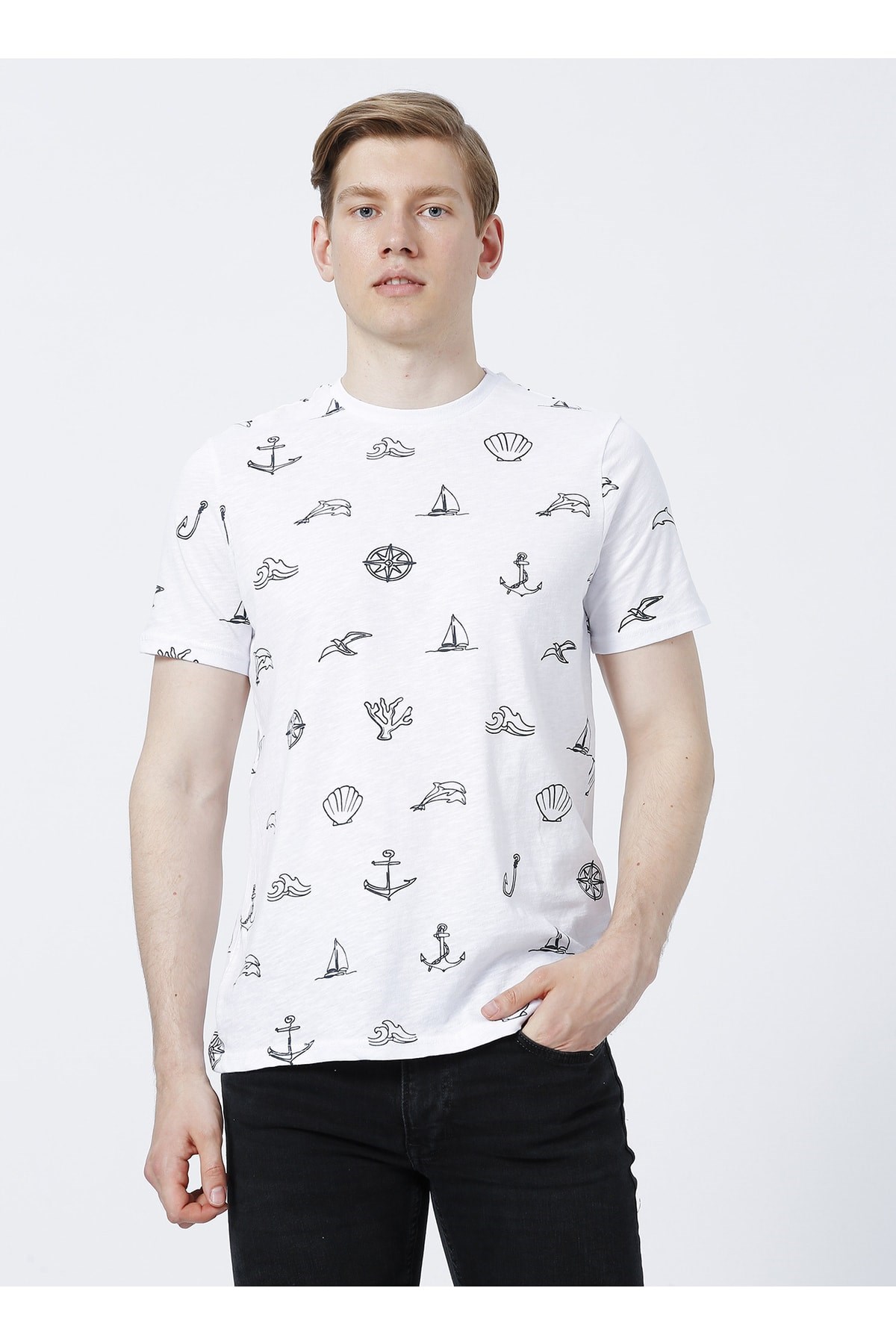 Lee Cooper Erkek T-Shirt 222 LCM 242047 Beyaz