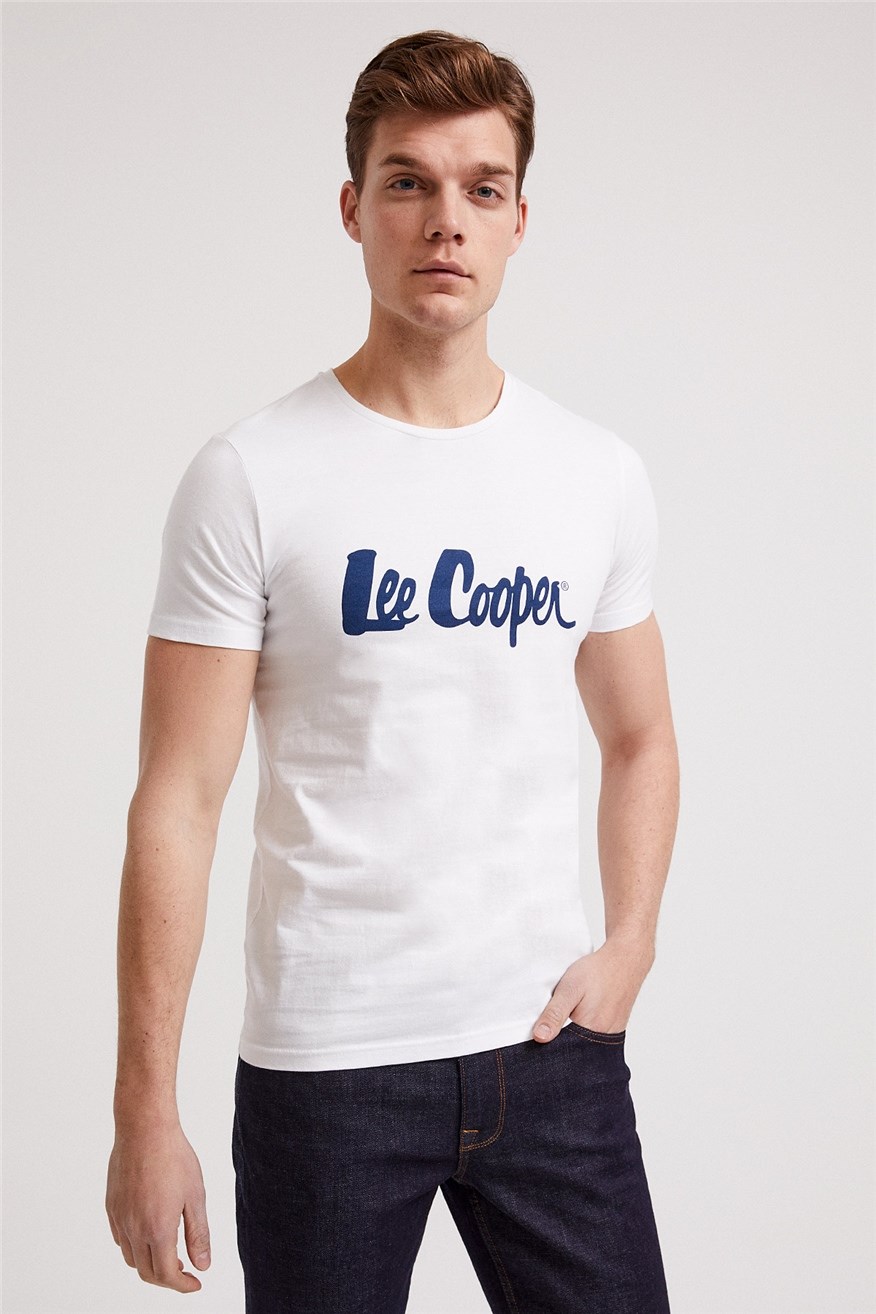Lee Cooper Erkek T-Shirt 222 LCM 242065 Beyaz-L