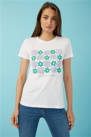 Fashion Friends Kadın T-Shirt 22Y0019K1 Beyaz / White