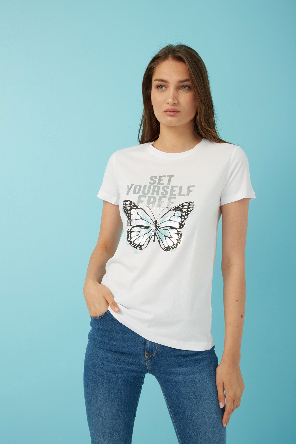 Fashion Friends Kadın T-Shirt 22Y0020K1 Beyaz / White