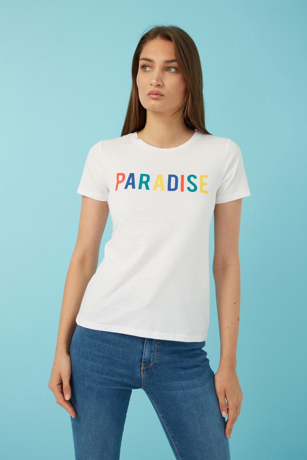 Fashion Friends Kadın T-Shirt 22Y0038K1 Ekru / Ecru