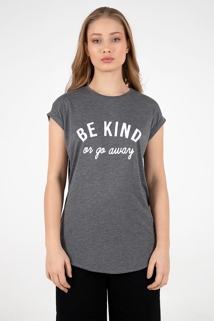 Fashion Friends Kadın T-Shirt 22Y0039K1 Antrasit / Anthracite