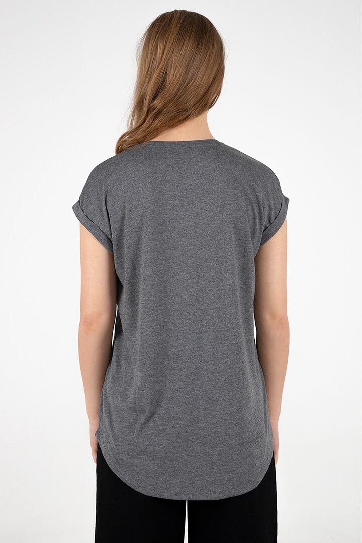 Fashion Friends Kadın T-Shirt 22Y0039K1 Antrasit / Anthracite