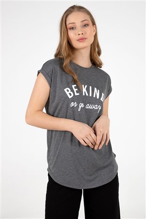 Fashion Friends Kadın T-Shirt 22Y0039K1 Antrasit / Anthracite