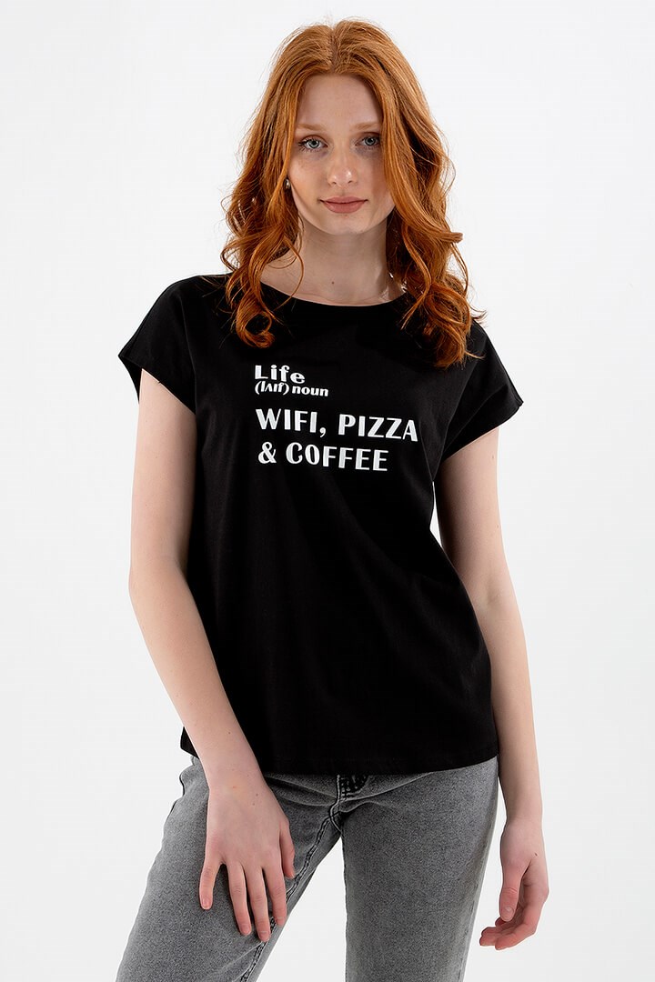 Fashion Friends Kadın T-Shirt 22Y0078K1 Siyah / Black