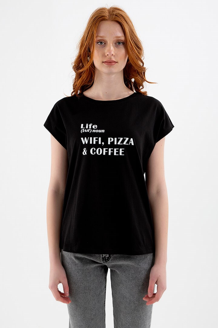Fashion Friends Kadın T-Shirt 22Y0078K1 Siyah / Black