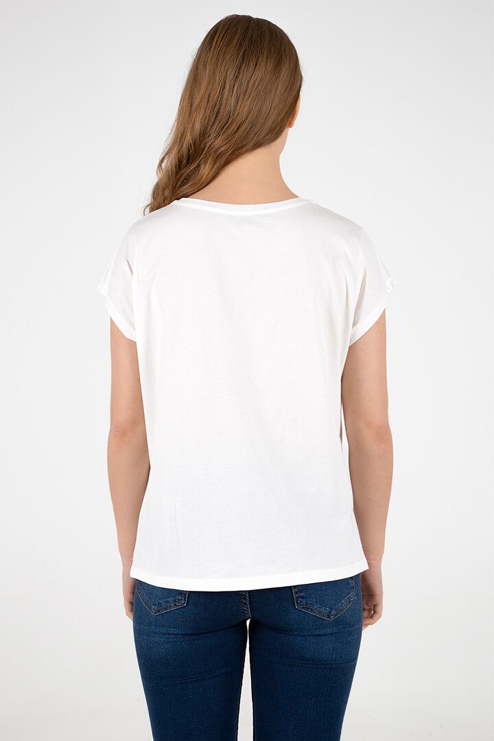 Fashion Friends Kadın T-Shirt 22Y0081K1 Ekru / Ecru
