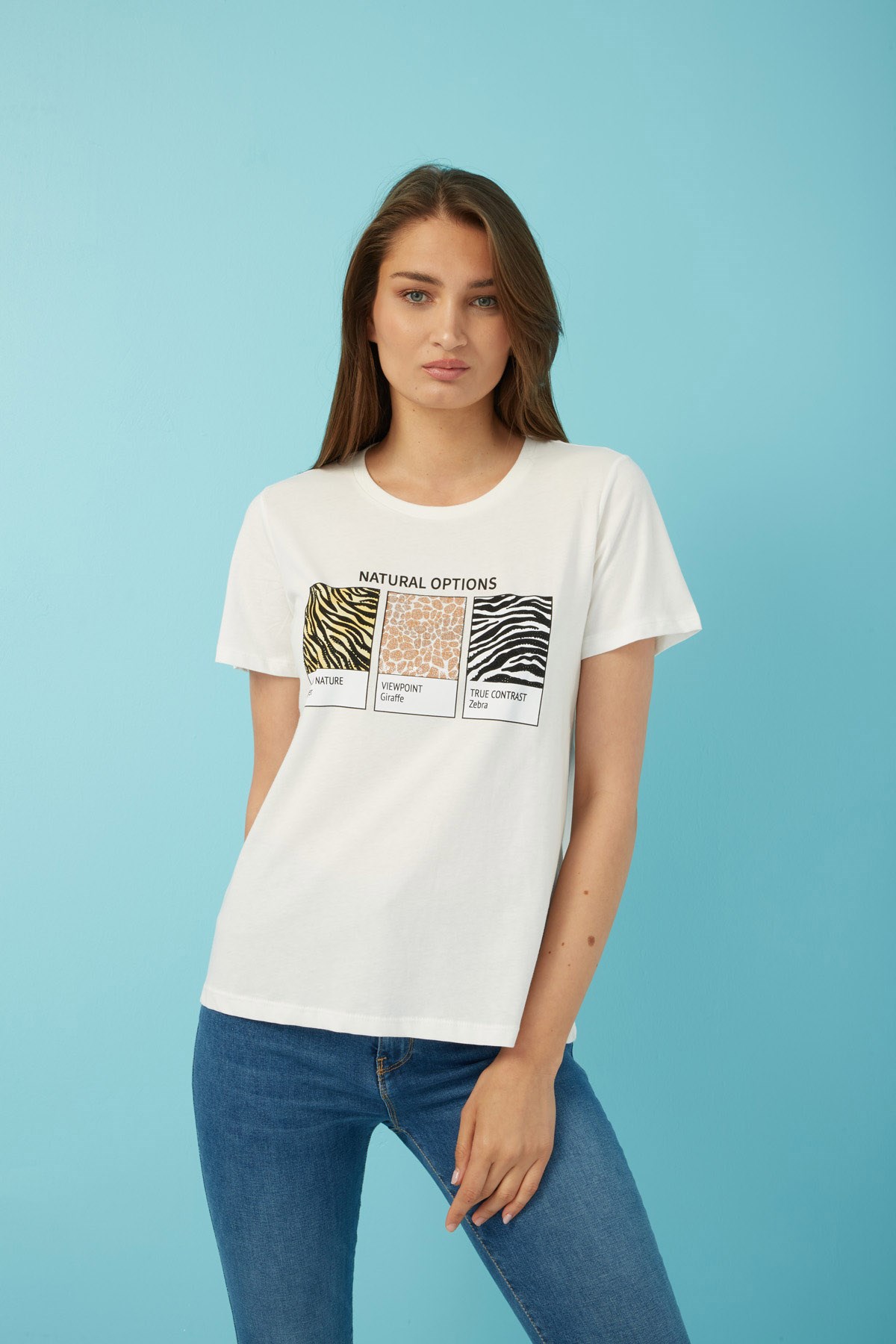 Fashion Friends Kadın T-Shirt 22Y0091K1 Ekru / Ecru