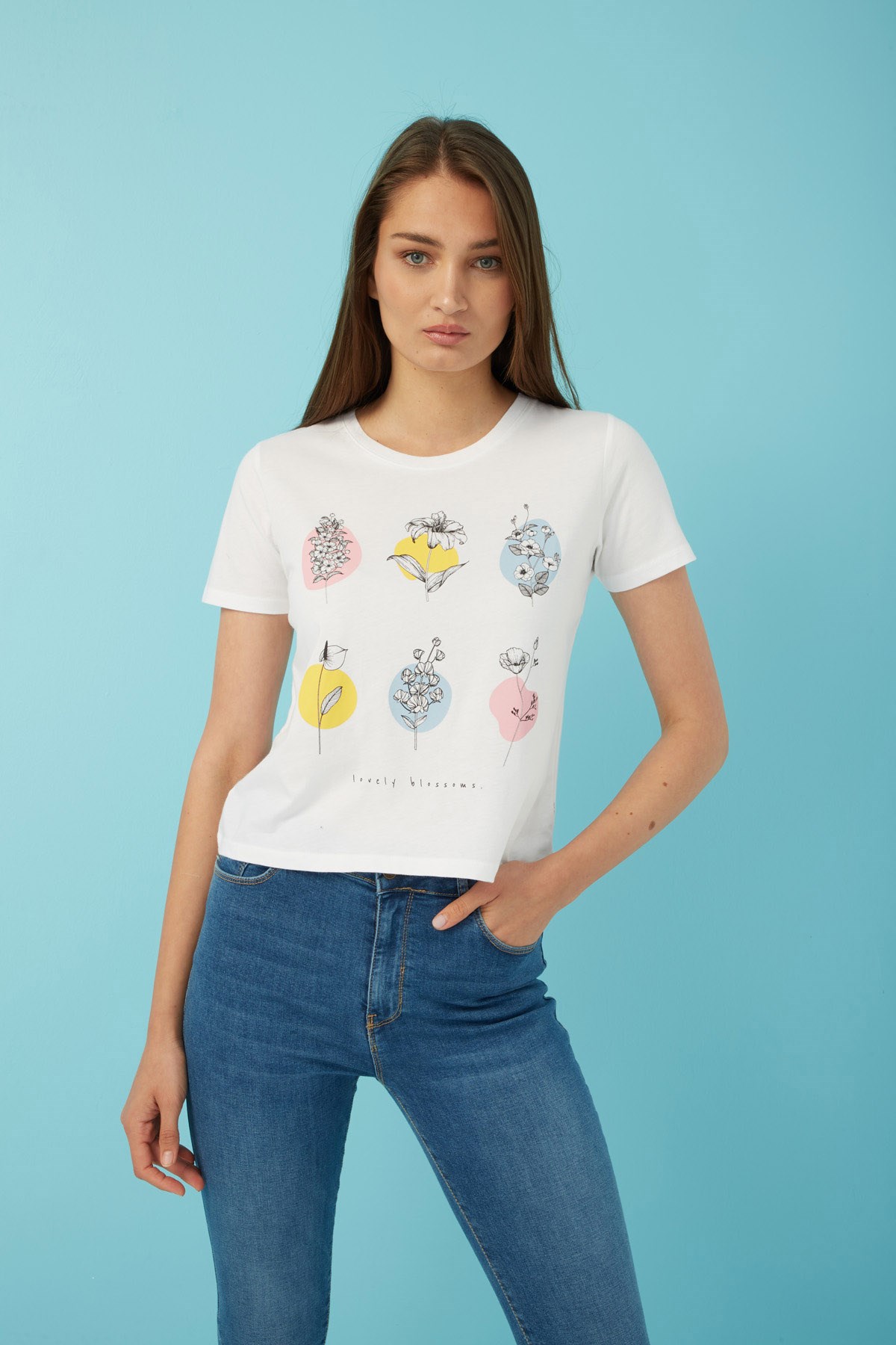 Fashion Friends Kadın T-Shirt 22Y0107K1 Ekru / Ecru