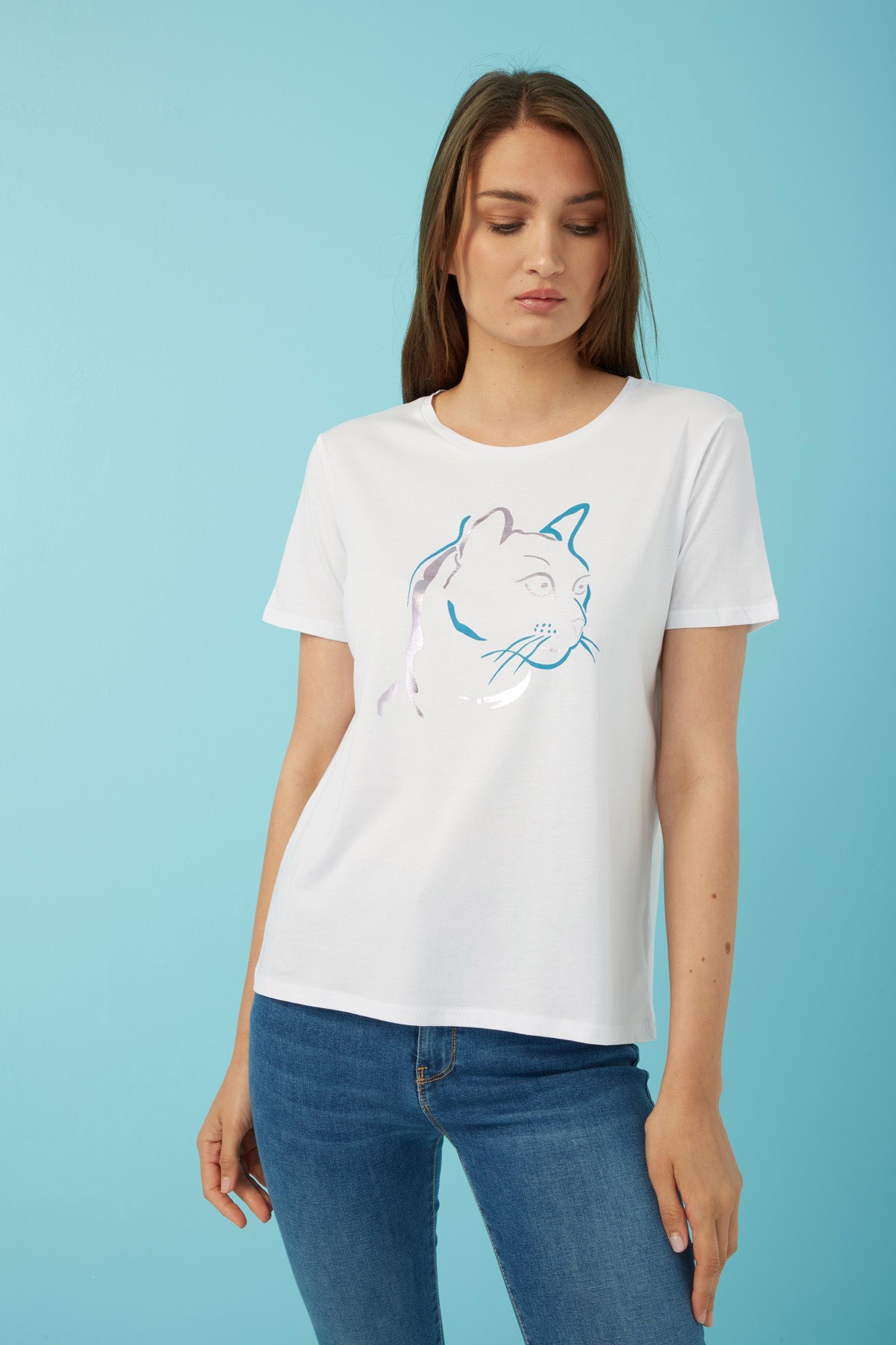 Fashion Friends Kadın T-Shirt 22Y0140K1 Beyaz / White