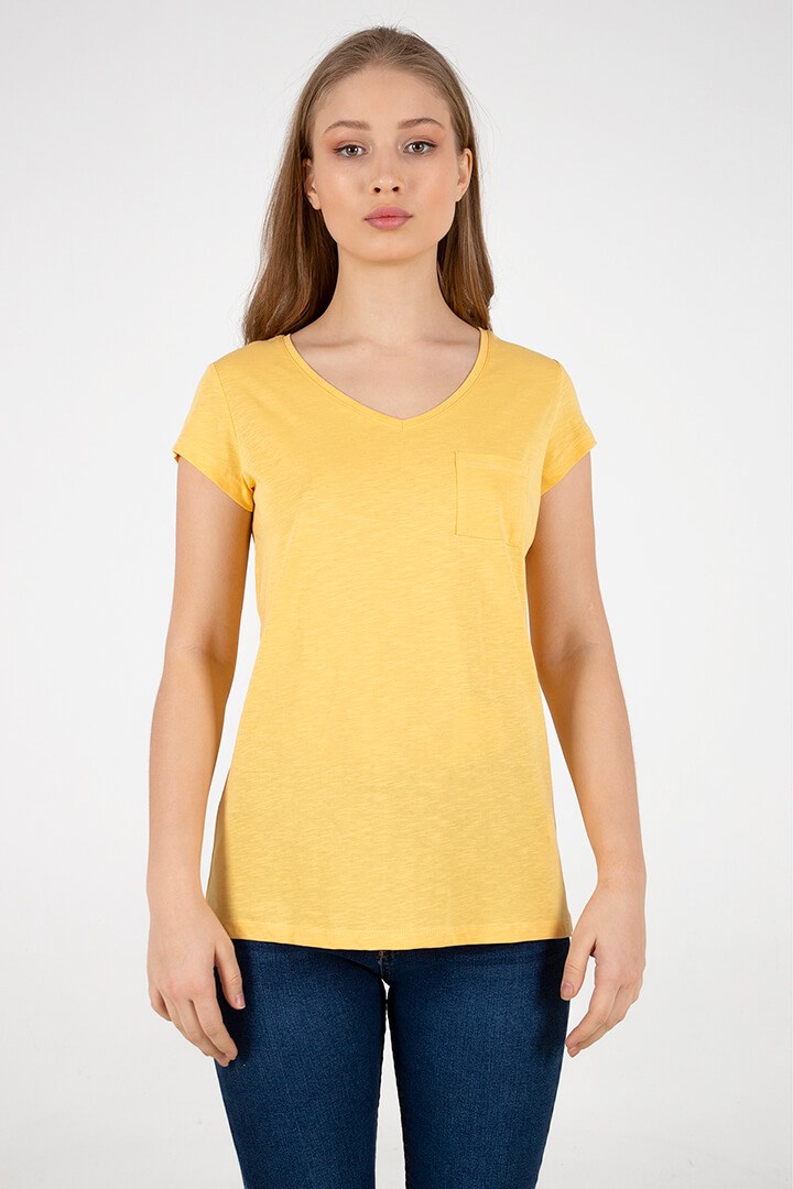 Fashion Friends Kadın T-Shirt 22Y0147K1 Sarı / Yellow