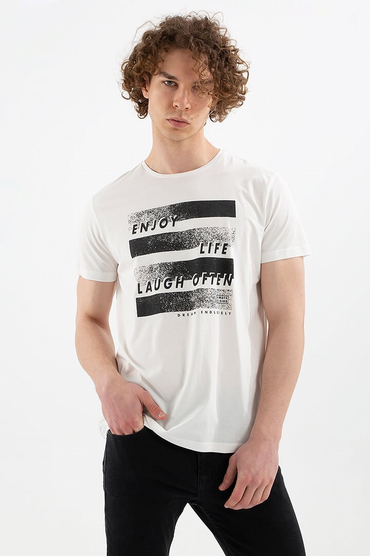 Fashion Friends Erkek T-Shirt 22Y0190E1 Beyaz / White