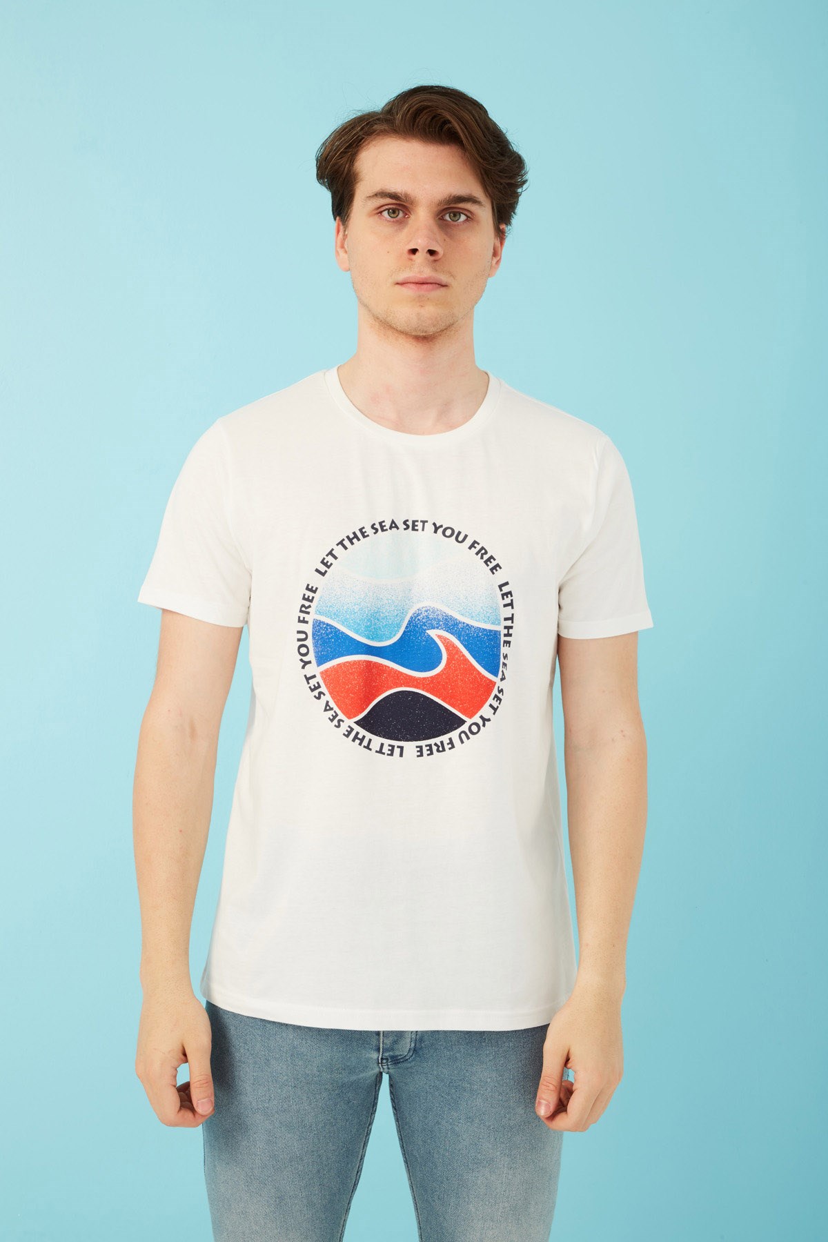 Fashion Friends Erkek T-Shirt 22Y0195E1 Ekru / Ecru