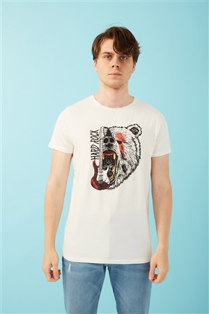 Fashion Friends Erkek T-Shirt 22Y0203E1 Ekru / Ecru