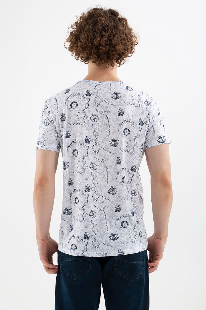 Fashion Friends Erkek T-Shirt 22Y0234E1 Beyaz Desenli