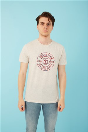 Fashion Friends Erkek T-Shirt 22Y0297E1 Bej Melange