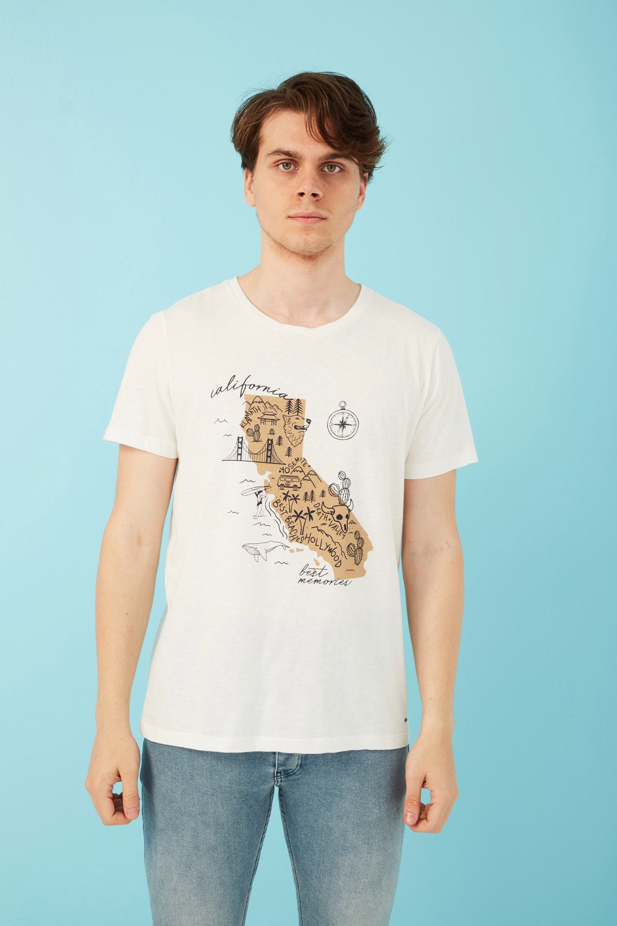 Fashion Friends Erkek T-Shirt 22Y0322E1 Ekru / Ecru