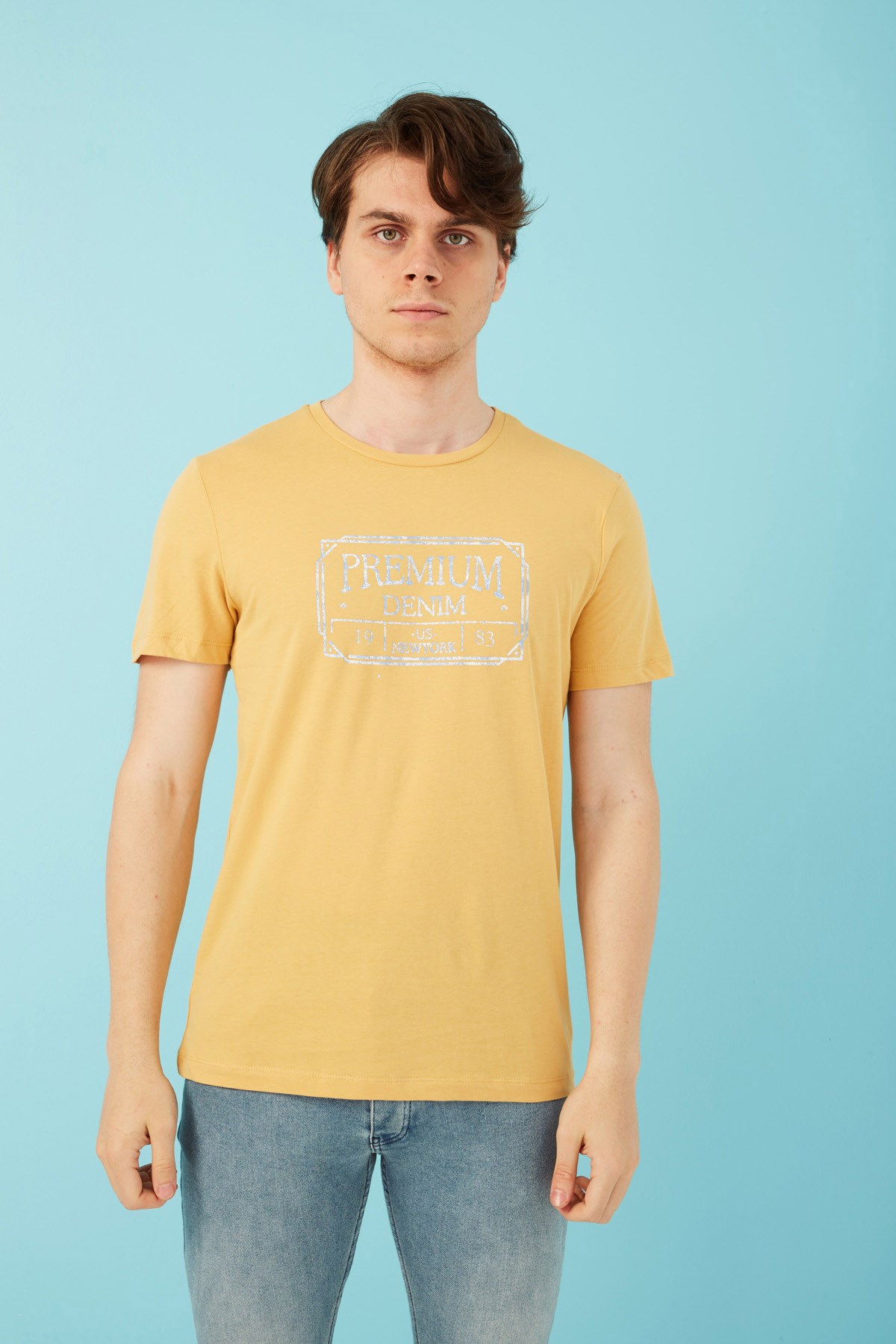 Fashion Friends Erkek T-Shirt 22Y0325E1 Hardal / Mustard