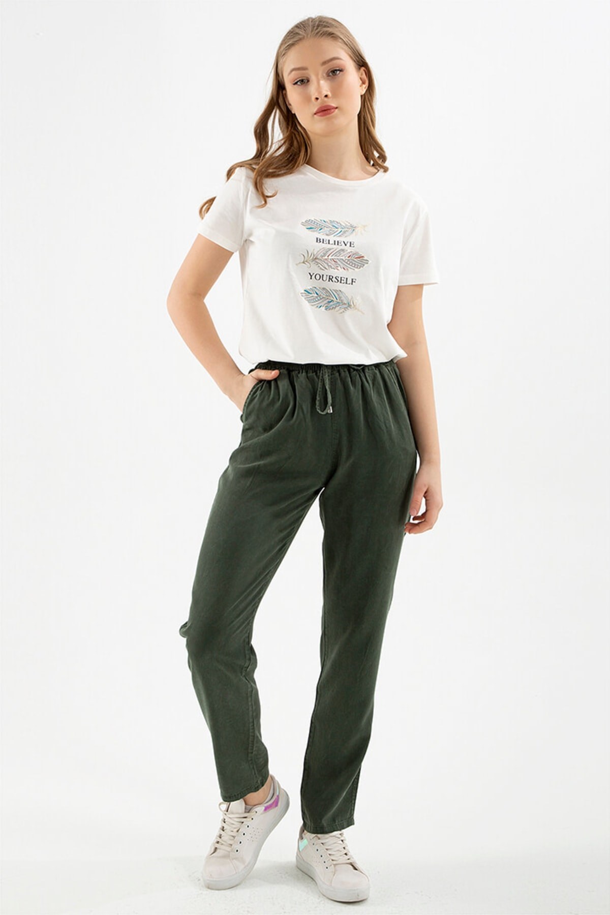 Fashion Friends Kadın Pantolon 22Y0477K1 Haki / Khaki