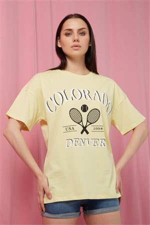 Fashion Friends Kadın T-Shirt 22Y0515K1 Sarı / Yellow