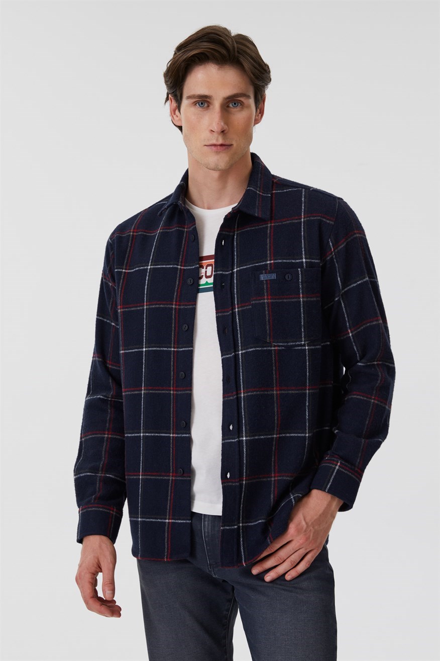 Lee Cooper Erkek Gömlek 231 LCM 241032 Lacivert Ekoseli