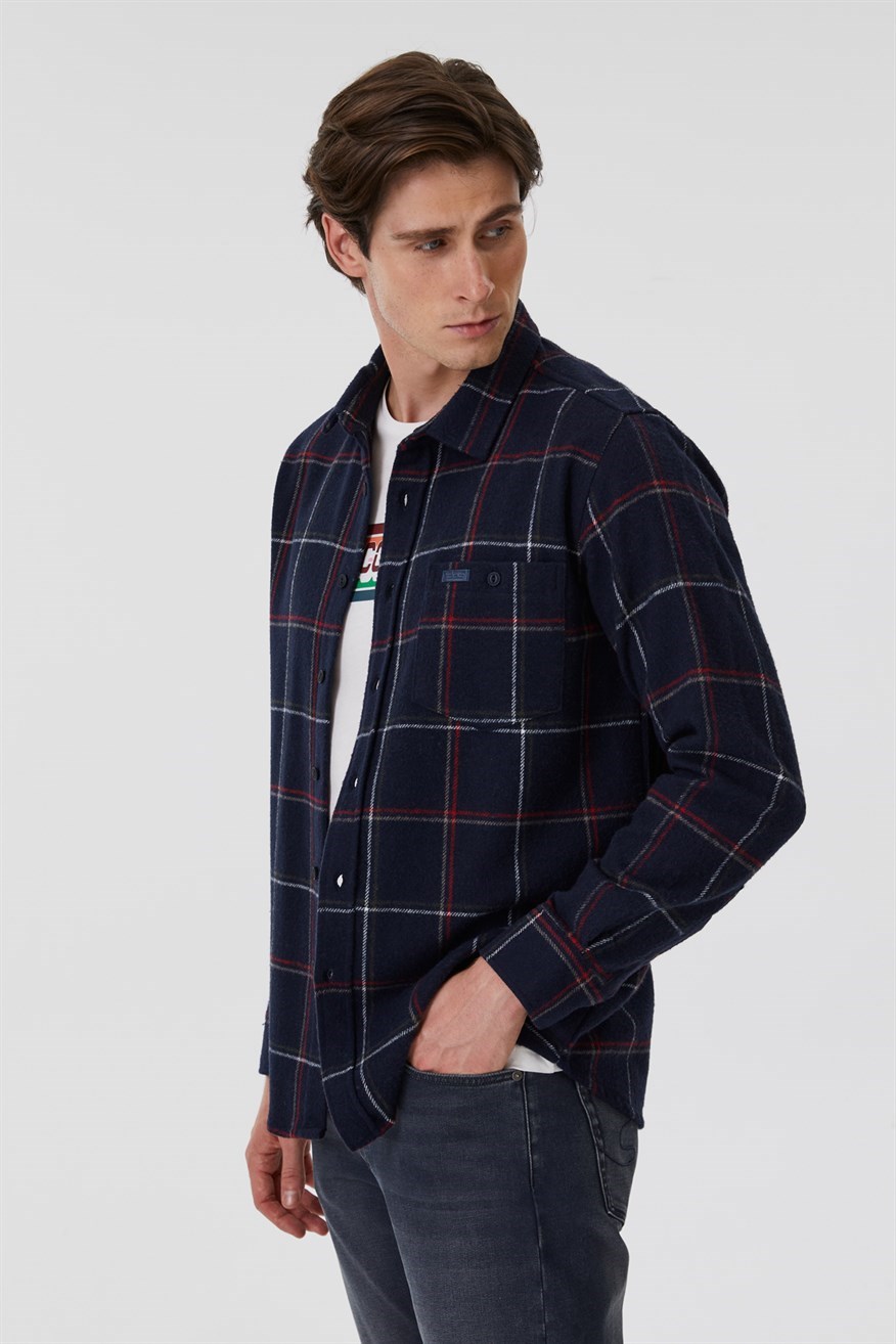 Lee Cooper Erkek Gömlek 231 LCM 241032 Lacivert Ekoseli
