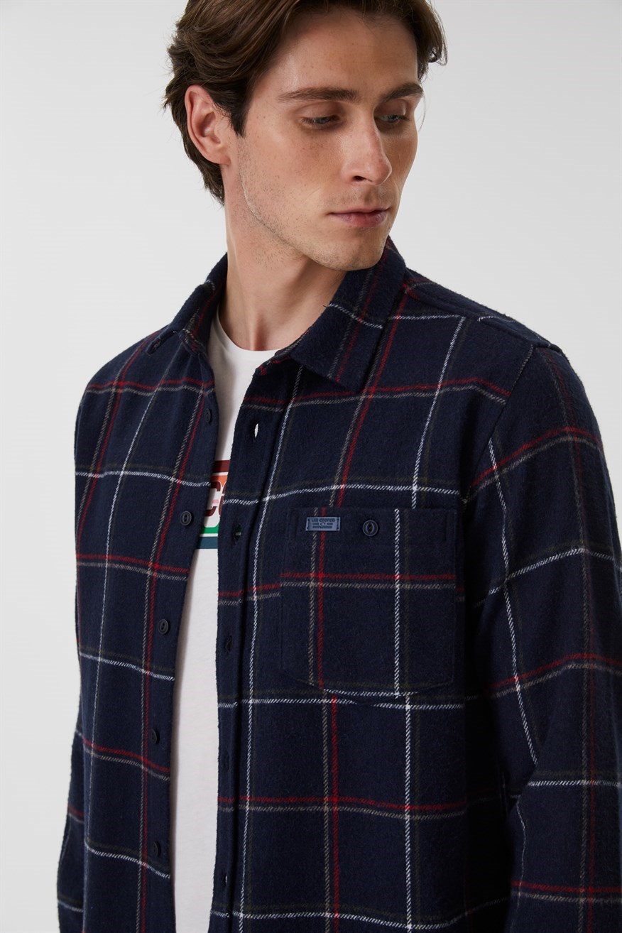 Lee Cooper Erkek Gömlek 231 LCM 241032 Lacivert Ekoseli