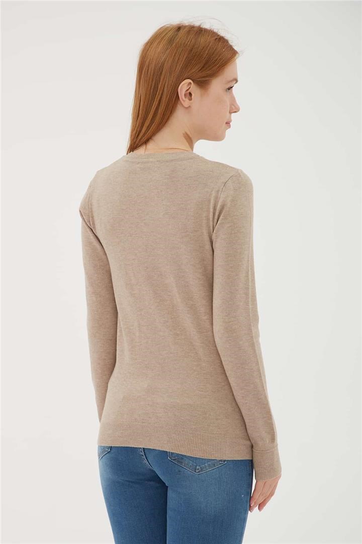 Fashion Friends Kadın Kazak 23K0778K1 Vizon Melanj