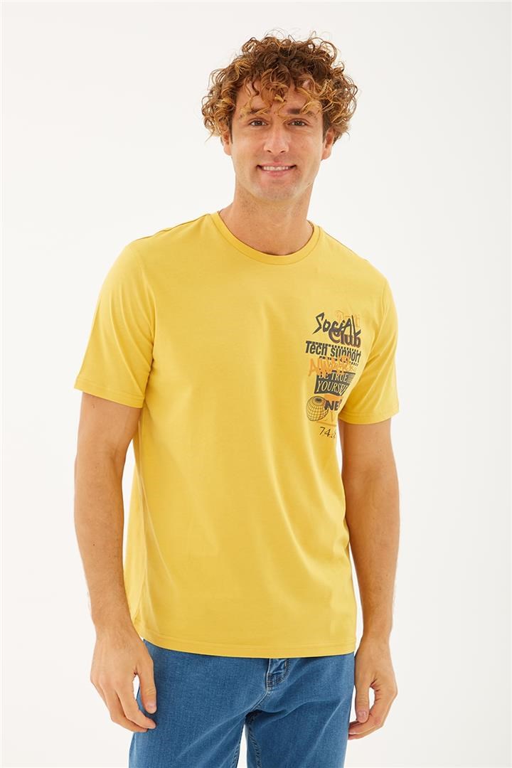 Fashion Friends Erkek T-Shirt 23Y-TST0162E1 Sarı