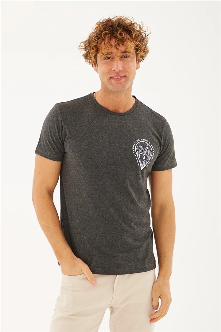 Fashion Friends Erkek T-Shirt 23Y-TST0696E1 Antra Melanj