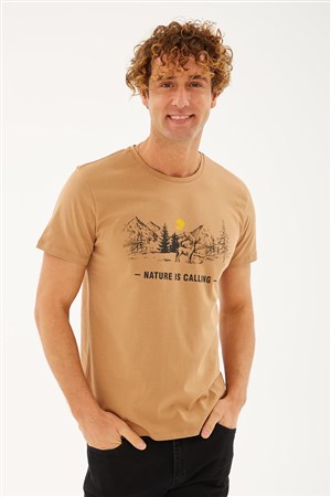 Fashion Friends Erkek T-Shirt 23Y-TST0700E1 Camel