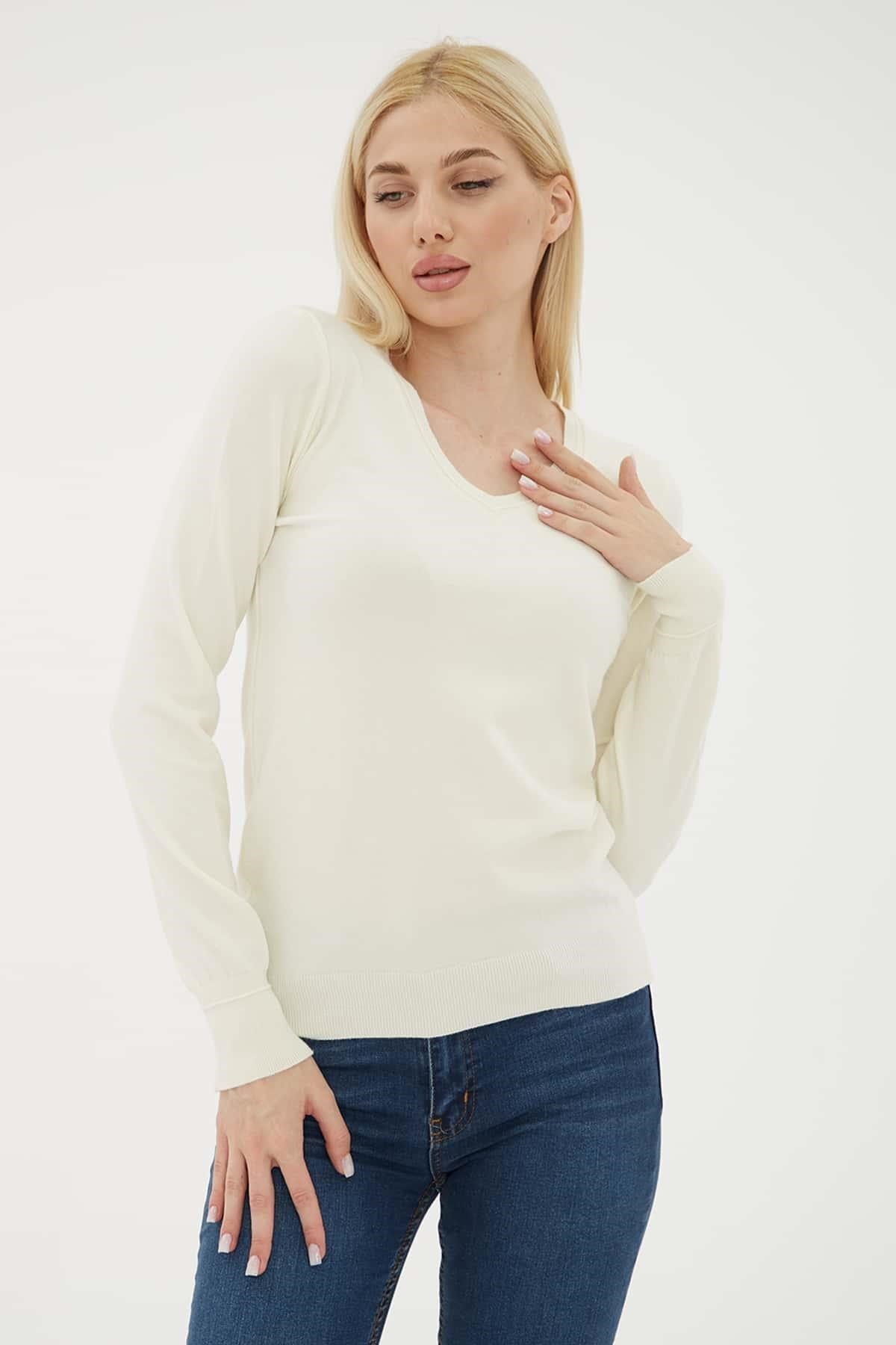 Fashion Friends Kadın Kazak 25K0778K1 Ekru