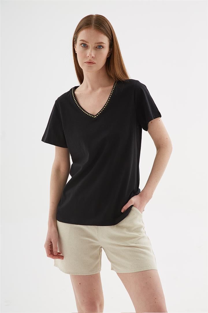 Fashion Friends Kadın T-Shirt 25Y0478K1 Siyah