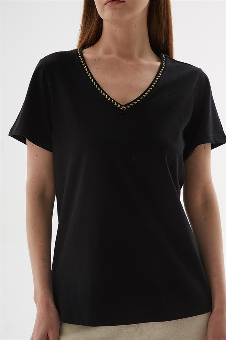 Fashion Friends Kadın T-Shirt 25Y0478K1 Siyah